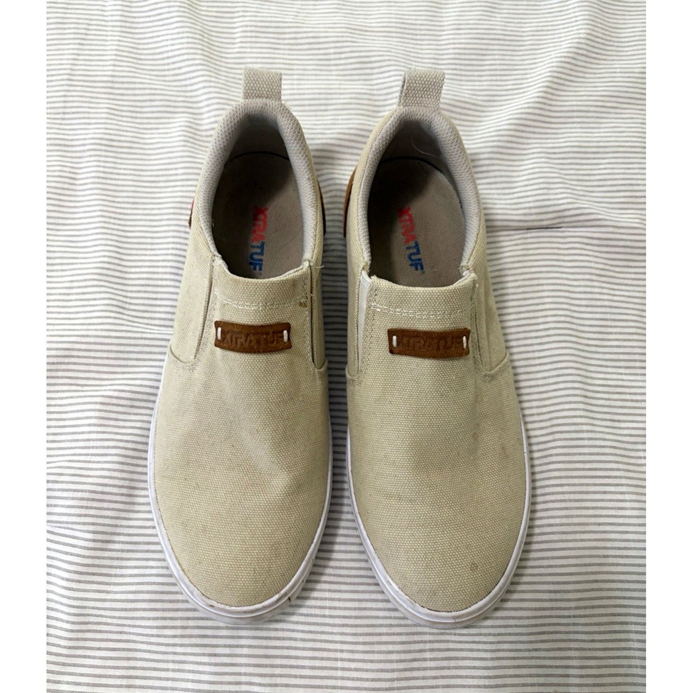 Xtratuf Womens 9 Beige Canvas Slip-On Casual Deck Shoes Round Toe Sharkbyte boat